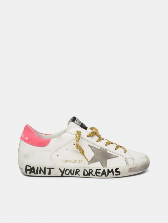 Leather Super-Star golden goose sneakers with the words Paint