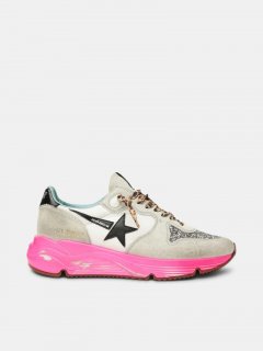 Running Sole golden goose sneakers with glitter and fuchsia sole
