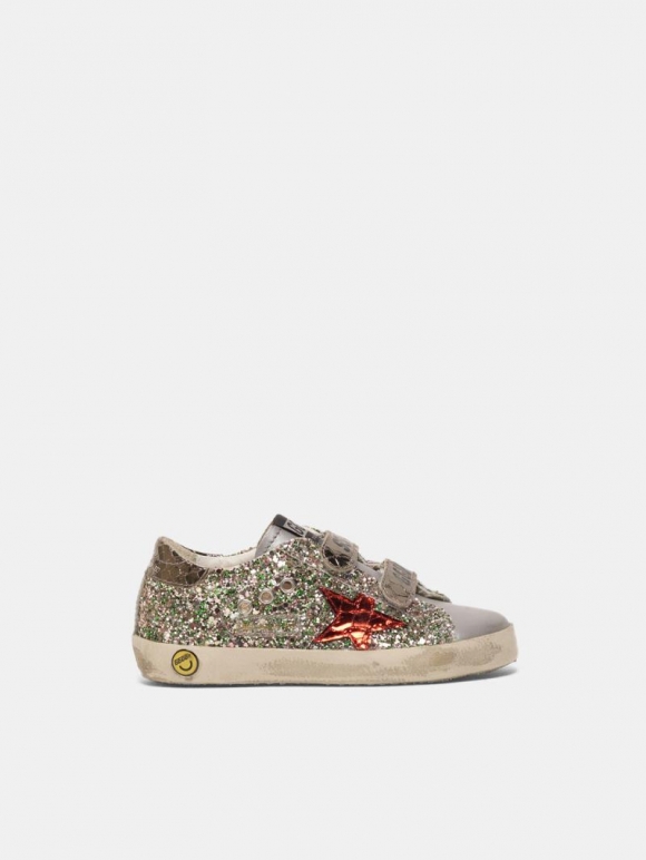 Old School golden goose sneakers with glitter and red star