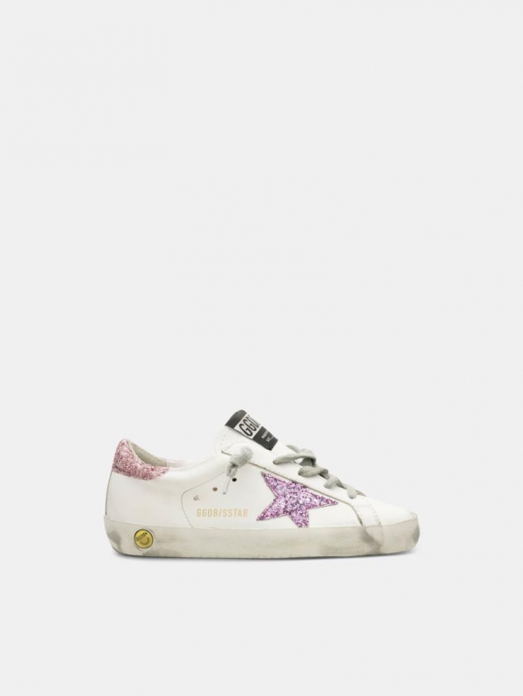 Super-Star golden goose sneakers with glitter star and heel tab