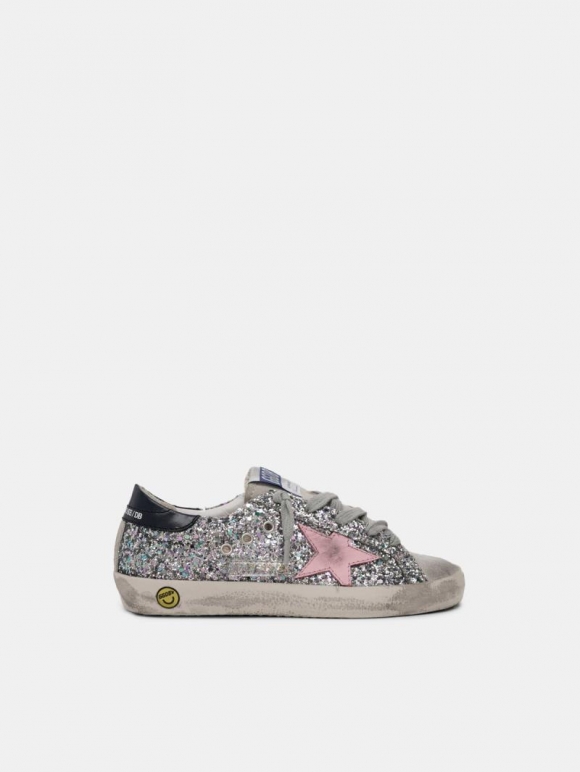Super-Star golden goose sneakers in glitter with pink star