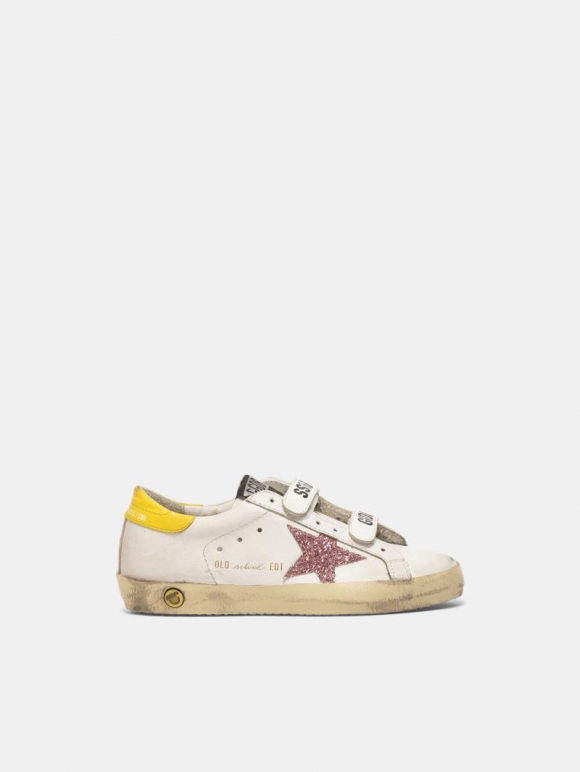 Old School golden goose sneakers with glitter star and yellow he
