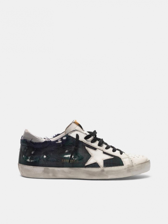 Super-Star golden goose sneakers in leather and checked fabric w