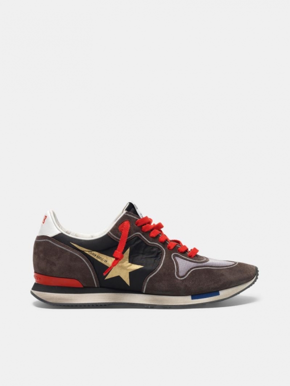 Running golden goose sneakers in suede with nylon and mesh inser