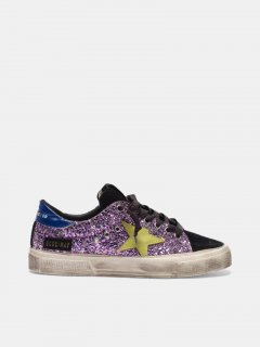 May golden goose sneakers in glitter and suede leather