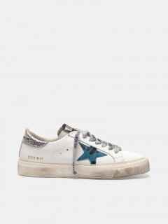 May golden goose sneakers with animal print star and glitter hee