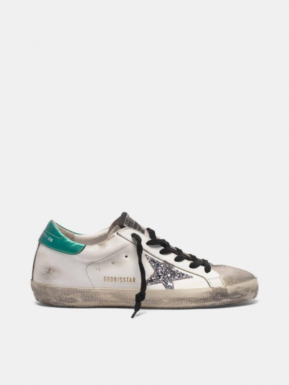 Super-Star golden goose sneakers in leather with glittery star
