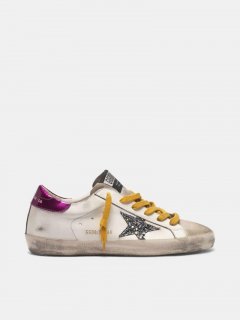 Super-Star golden goose sneakers in leather with glittery star