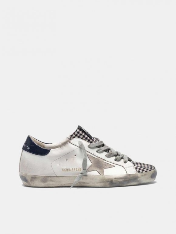 Super-Star golden goose sneakers in leather with checked insert