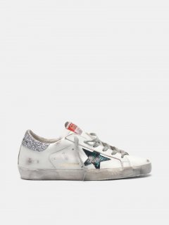 Super-Star golden goose sneakers with snake-print star and glitt