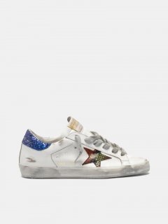 Super-Star golden goose sneakers with snake-print star and glitt