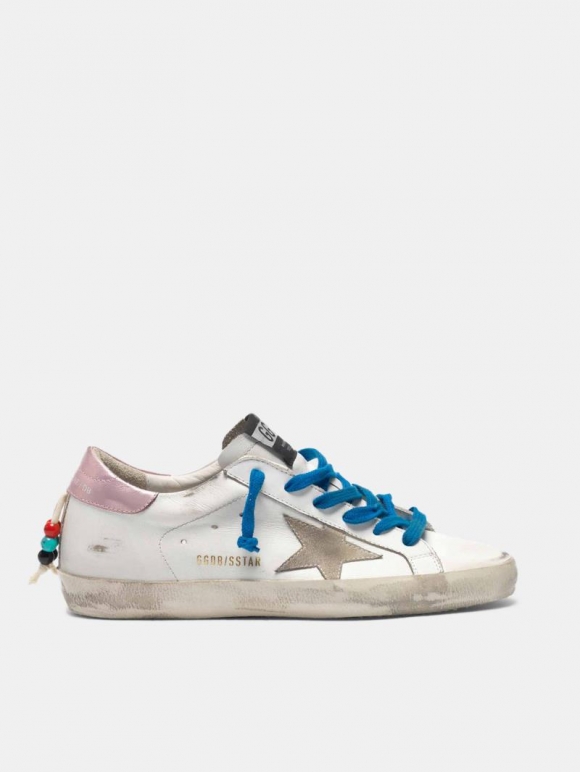 Super-Star golden goose sneakers with a row of beads on the back