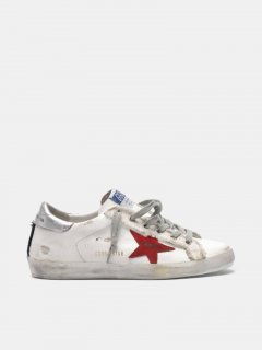 Super-Star golden goose sneakers in leather with raw-edge grosgr