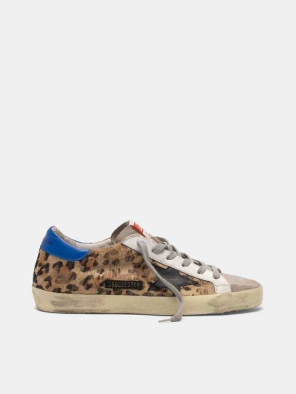 Super-Star golden goose sneakers in leopard-print pony skin