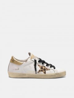 Super-Star golden goose sneakers with leopard print star and sna