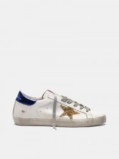 Super-Star golden goose sneakers in leather with glitter star