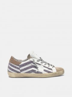 Super-Star golden goose sneakers with flag print in crystals