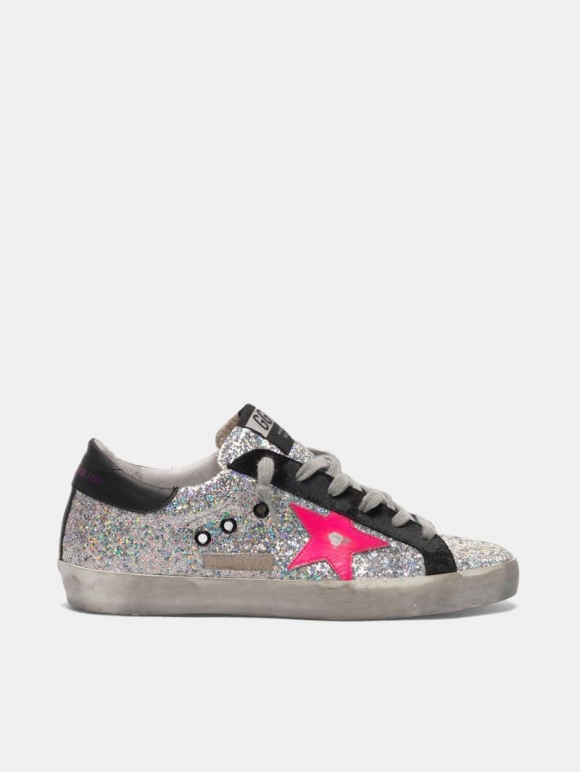 Super-Star golden goose sneakers with glitter upper and white st