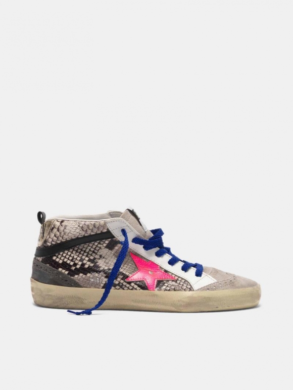 Mid Star golden goose sneakers in snakeskin print leather with