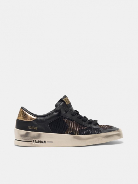 Stardan golden goose sneakers in black and gold leather with mes