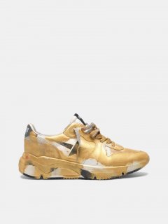 Running Sole golden goose sneakers with gold varnish