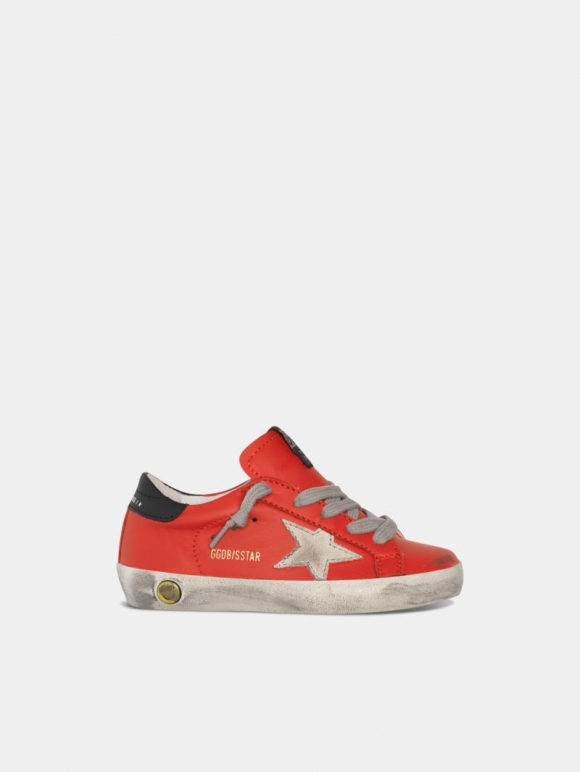 Super-Star golden goose sneakers in cherry-red leather