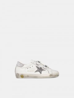 White Old School golden goose sneakers with glittery star and si