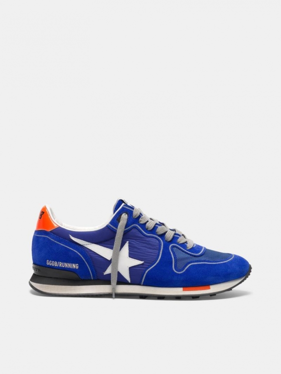 Electric blue Running golden goose sneakers with white star