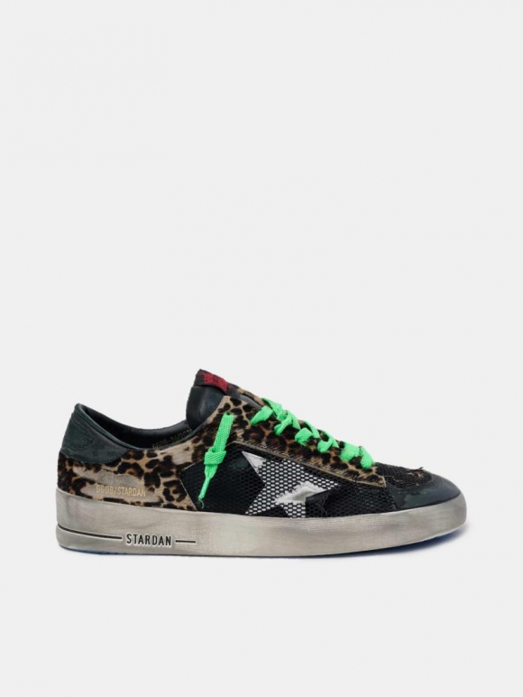 Leopard print Stardan golden goose sneakers with green laces