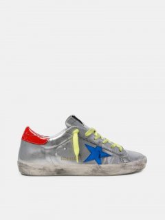 Silver Super-Star golden goose sneakers with blue star