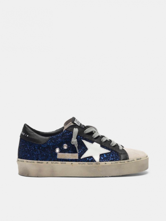 Hi Star golden goose sneakers in suede with blue glitter