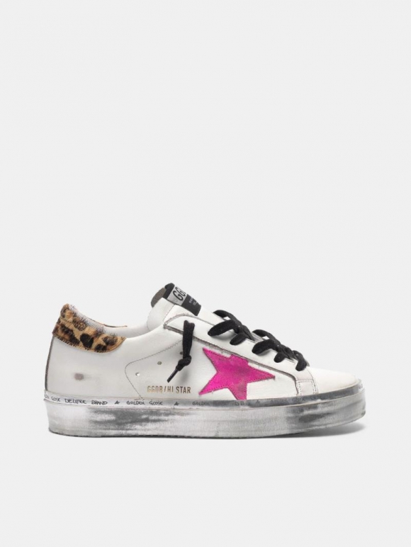 Hi Star golden goose sneakers with fuchsia star and leopard-prin