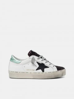 White Hi-Star golden goose sneakers with glittery insert and bla