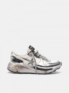 Silver and white Running Sole golden goose sneakers