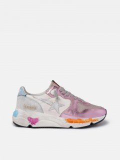 Running Sole golden goose sneakers in laminated pink with silver
