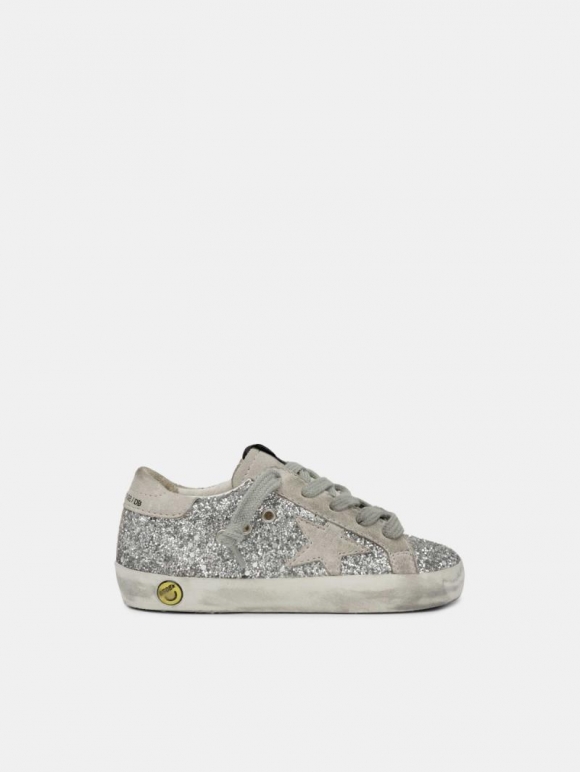 Superstar golden goose sneakers with silver glitter