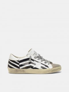 Super-Star golden goose sneakers in leather with flag print