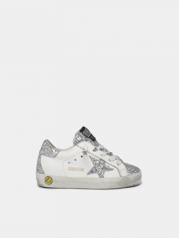 Super-Star golden goose sneakers with silver glitter tongue, sta