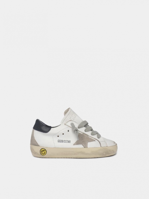 White leather Super-Star golden goose sneakers with dark blue he