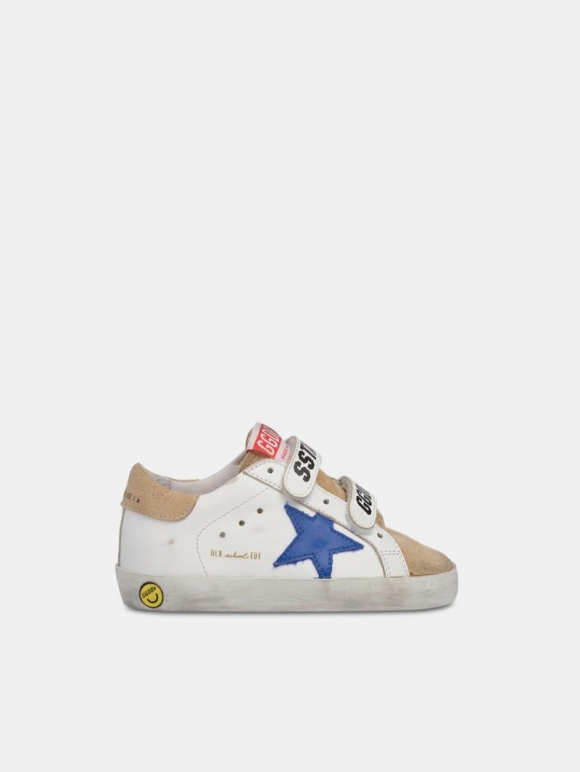 Old School golden goose sneakers with Velcro fastening and blue