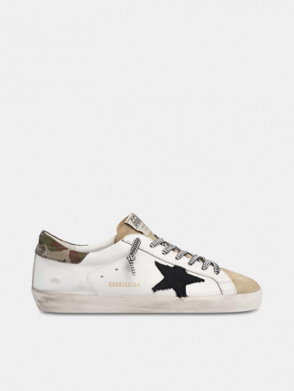 Super-Star LTD golden goose sneakers in white leather with camou