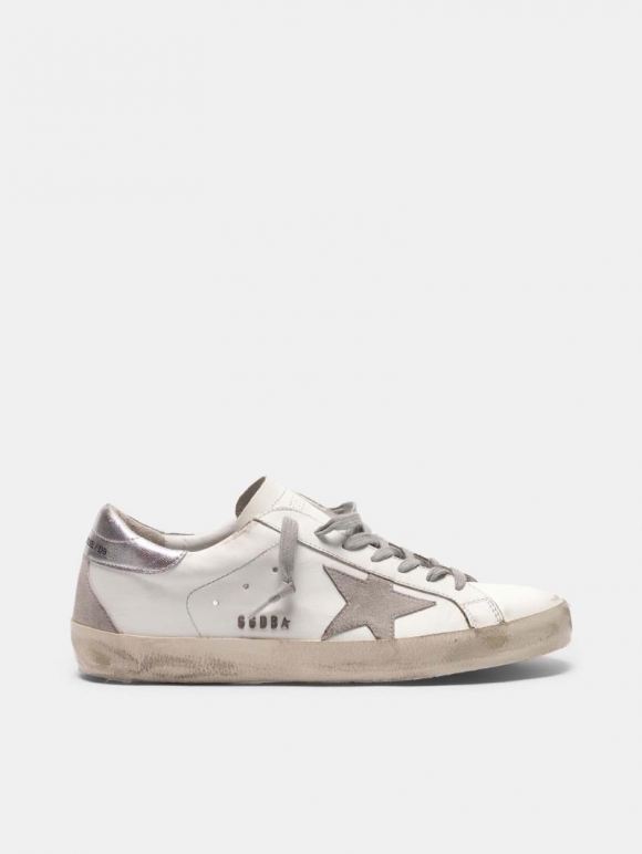 Super-Star golden goose sneakers with silver heel tab and metal