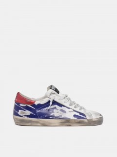 Metallic red and blue Super-Star golden goose sneakers