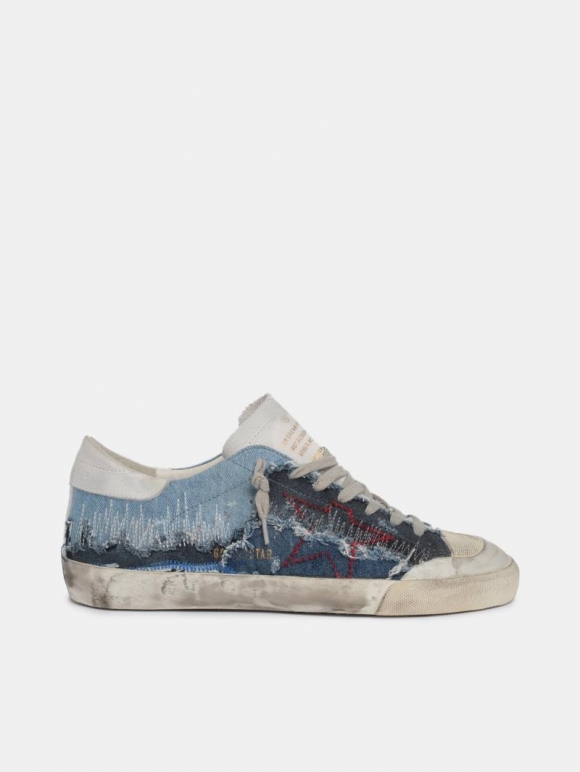 Super-Star golden goose sneakers with denim inserts and stylised