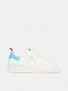 White Starter LTD golden goose sneakers with light blue heel tab