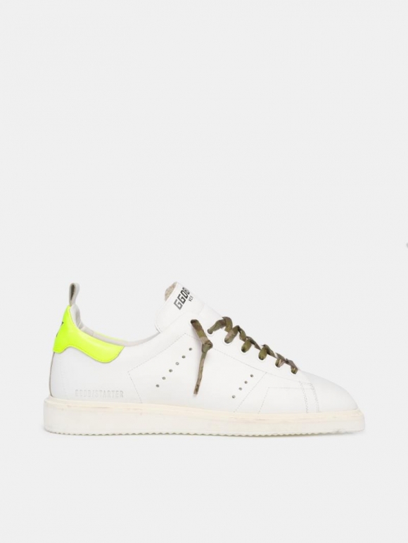 White Starter LTD golden goose sneakers with fluorescent yellow