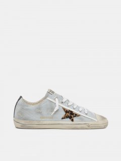V-Star LTD golden goose sneakers in denim with leopard-print pon
