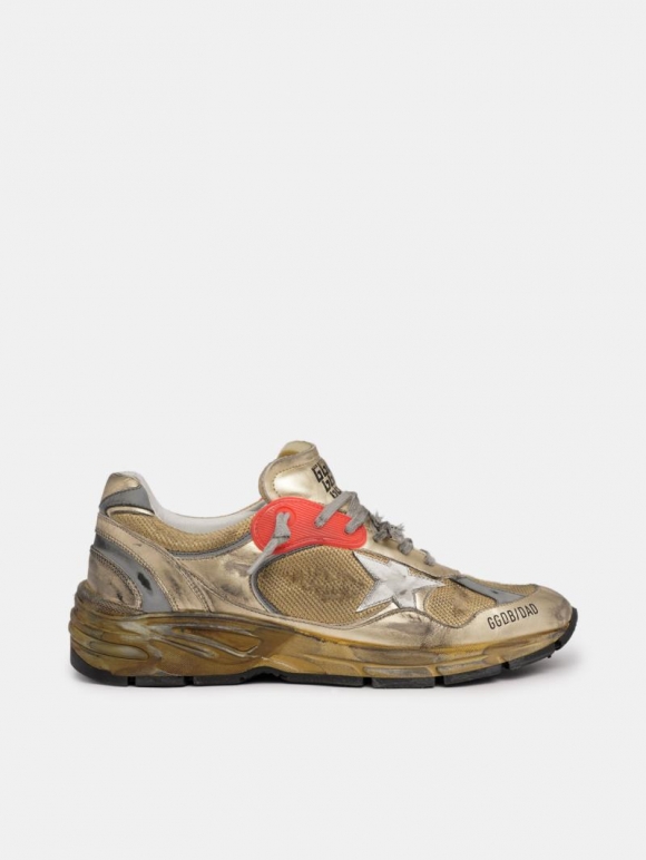 Gold Dad-Star golden goose sneakers with distressed finish