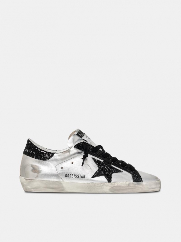 Silver Super-Star golden goose sneakers with glitter details
