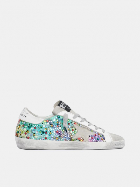 Super-Star golden goose sneakers with rainbow crystals